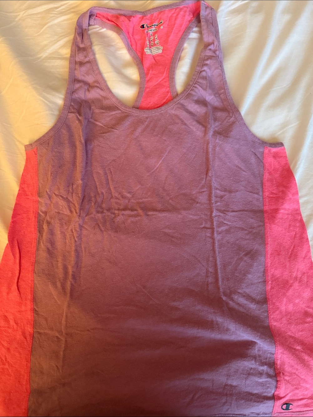 Champion Purple Racerback Tank with Pink Side Panels